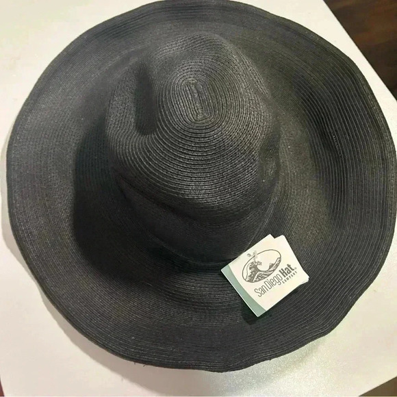 NWT SAN DEIGO HAT CO PAPER  PACKABLE BLACK PAPER FLOPPY HAT - Picture 2 of 6